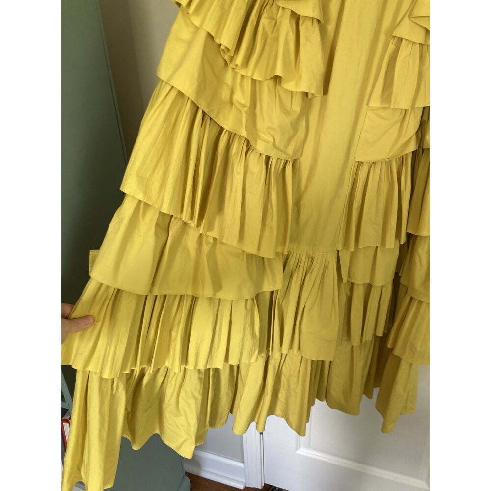 Ulla Johnson Avery Gown in Limonite Tiered Maxi Dress Gown Womens 10 Resort Vaca - Picture 4 of 16